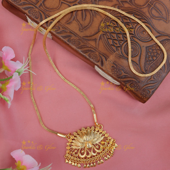 Exquisite Micro Gold Lotus Pendant Long Necklace
