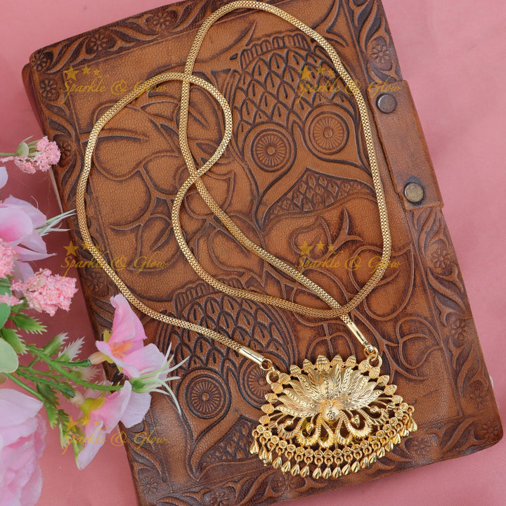 Exquisite Micro Gold Lotus Pendant Long Necklace