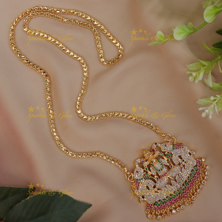 Exquisite Temple Gold Haaram With Elephant Pendant