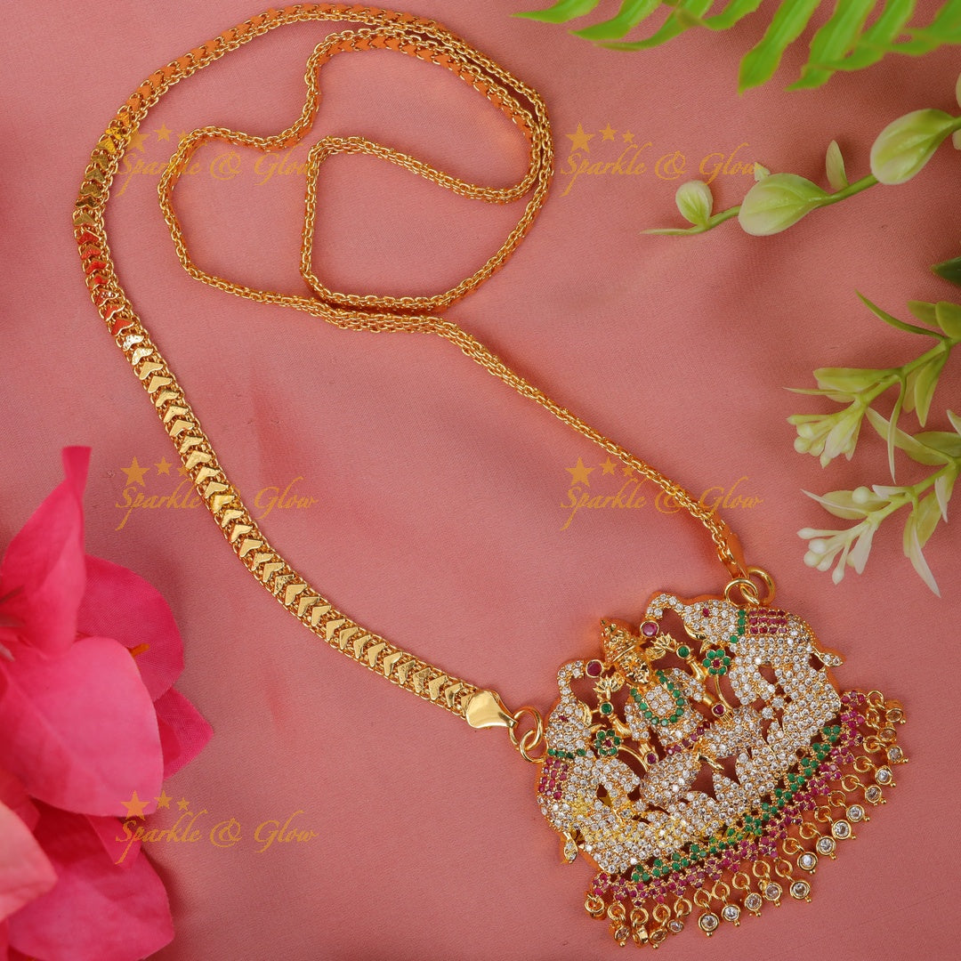 Exquisite Temple Necklace with Deity Pendant for Festive Wear