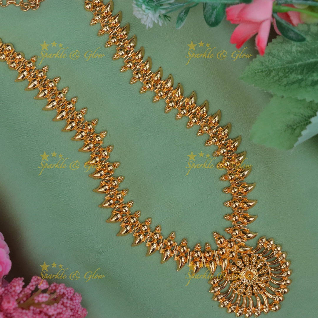 Exquisite Gold Floral Long Necklace for Weddings & Festive