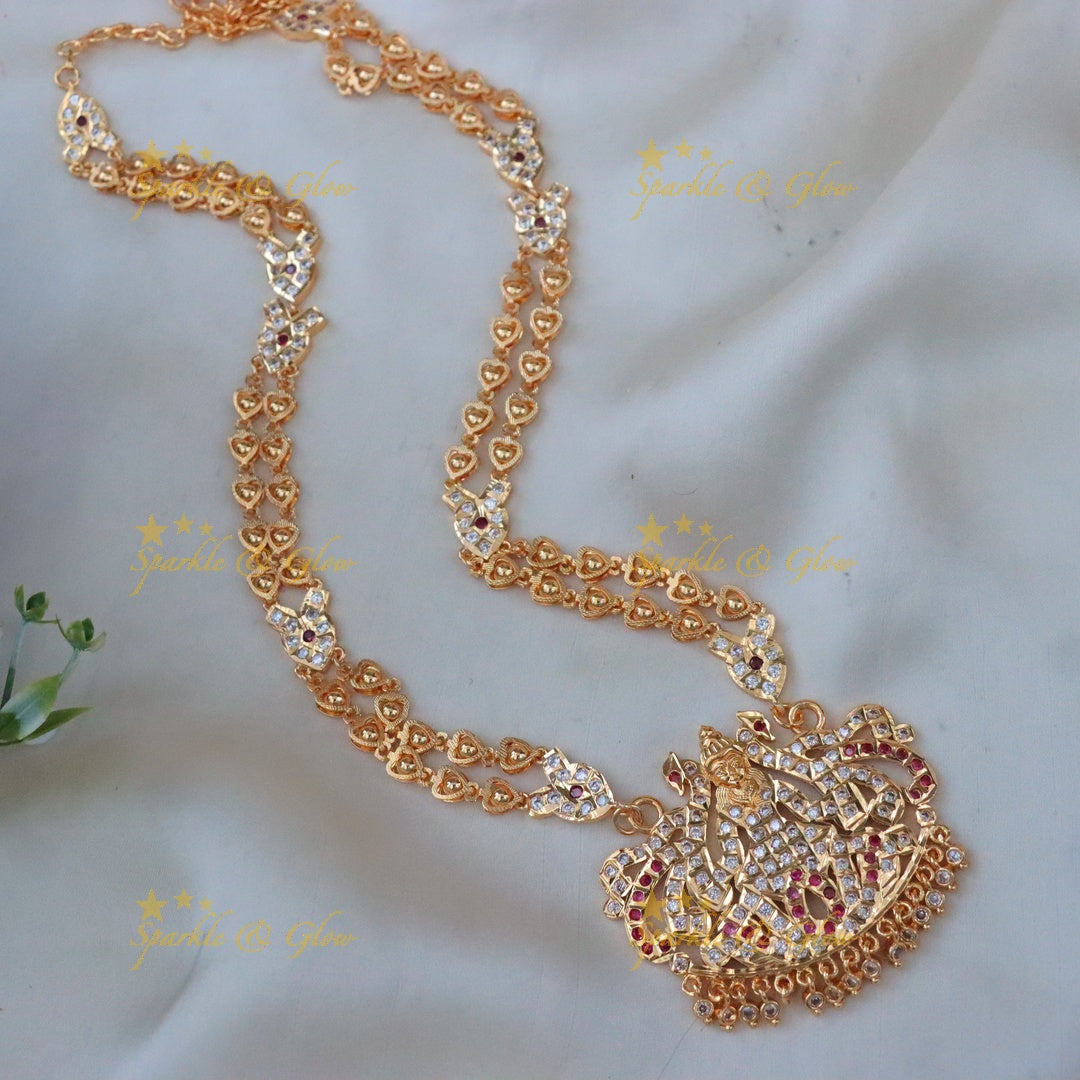 Gold Heart Temple Necklace - Elegant Imitation Jewellery