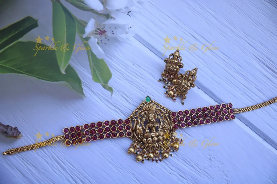 Elegant Lakshmi choker - Pink - Sparkle and Glow