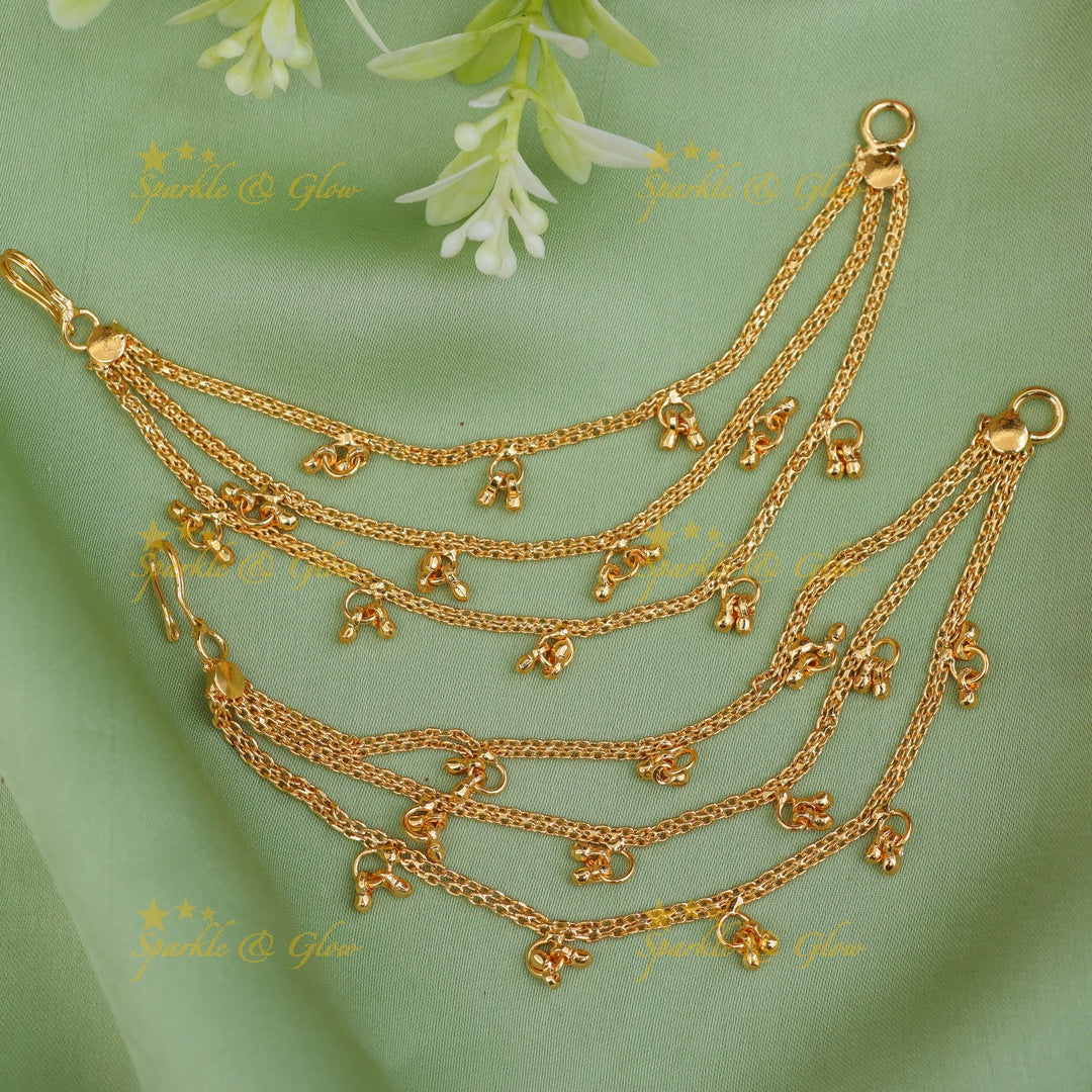 Exquisite Gold Earchain for Festive Celebrations
