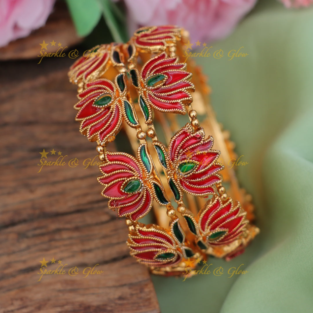 Exquisite Lotus Bangles for Festive Elegance
