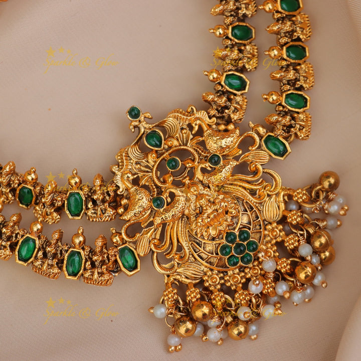 Exquisite Lakshmi Peacock Gold Necklace Set Online