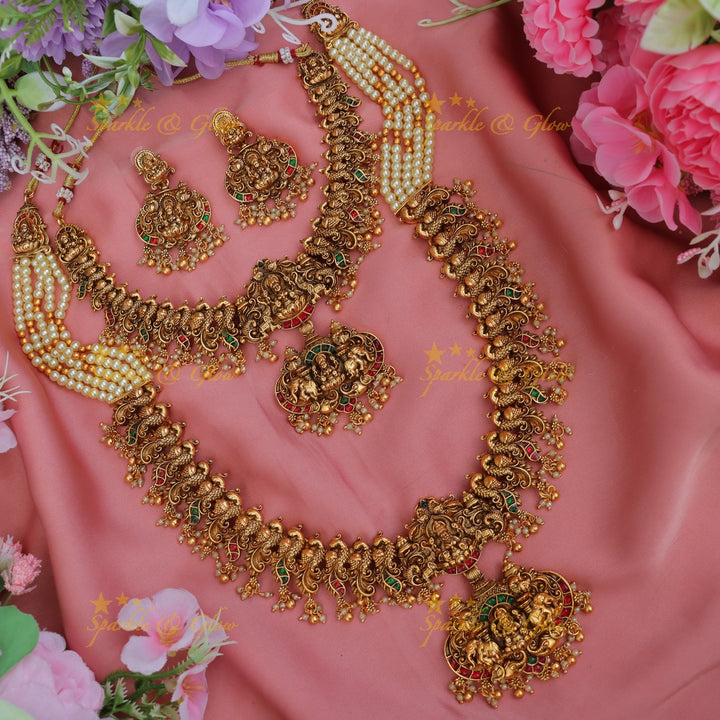 Exquisite Lakshmi Peacock Temple Bridal Jewelry Set