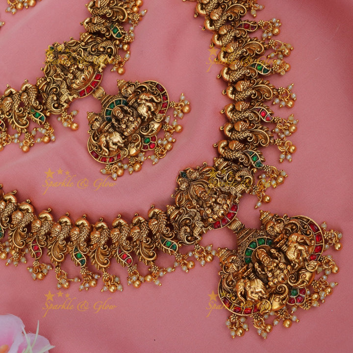 Exquisite Lakshmi Peacock Temple Bridal Jewelry Set