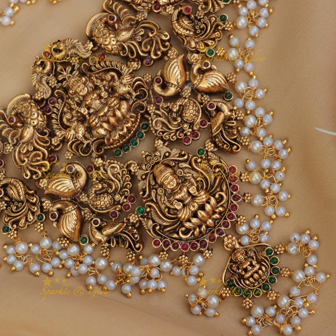 Exquisite Grand Lakshmi Guttapusalu Necklace - Sparkle & Glow