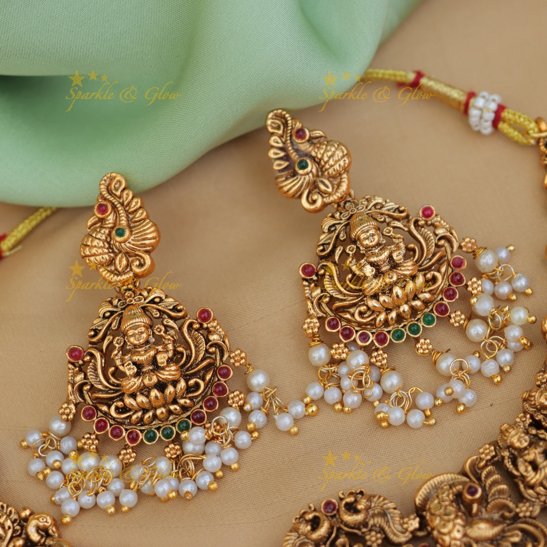 Exquisite Grand Lakshmi Guttapusalu Necklace - Sparkle & Glow