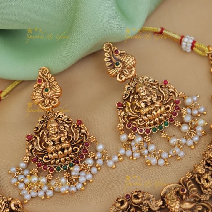 Exquisite Grand Lakshmi Guttapusalu Necklace - Sparkle & Glow