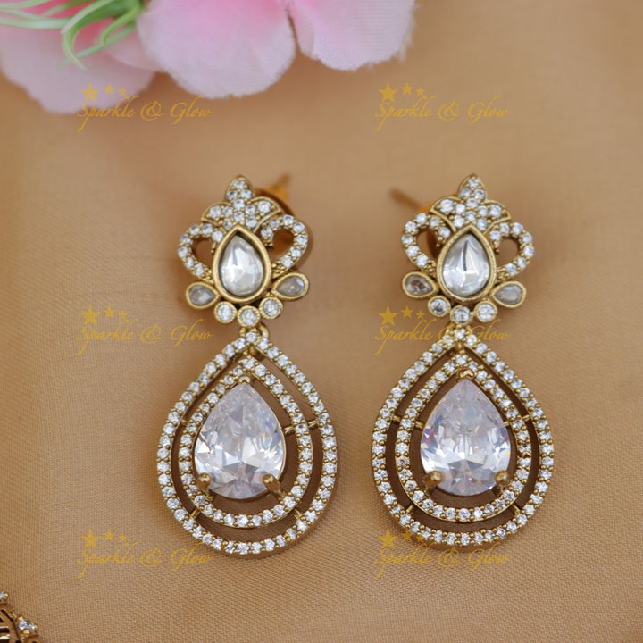 Dual Tone Elephant Hasli Necklace with Elegant Earrings