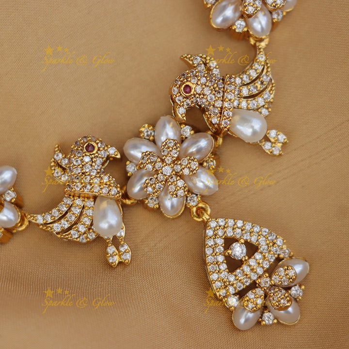 Exquisite Bird & Floral Diamond Necklace - Premium Jewelry