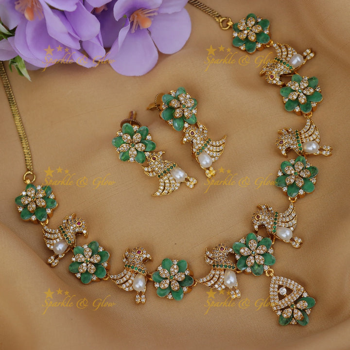 Exquisite Bird & Floral Diamond Necklace - Premium Jewelry