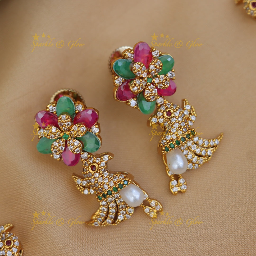 Exquisite Bird & Floral Diamond Necklace - Premium Jewelry