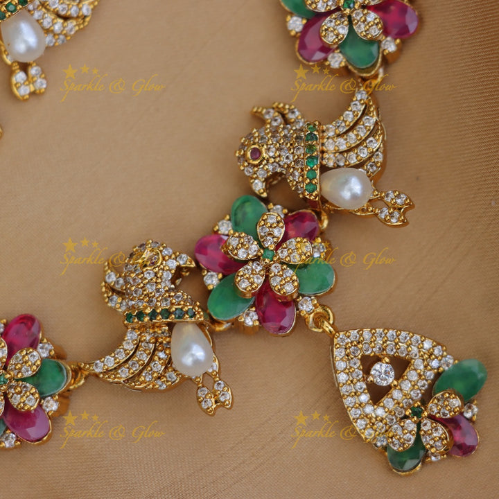Exquisite Bird & Floral Diamond Necklace - Premium Jewelry