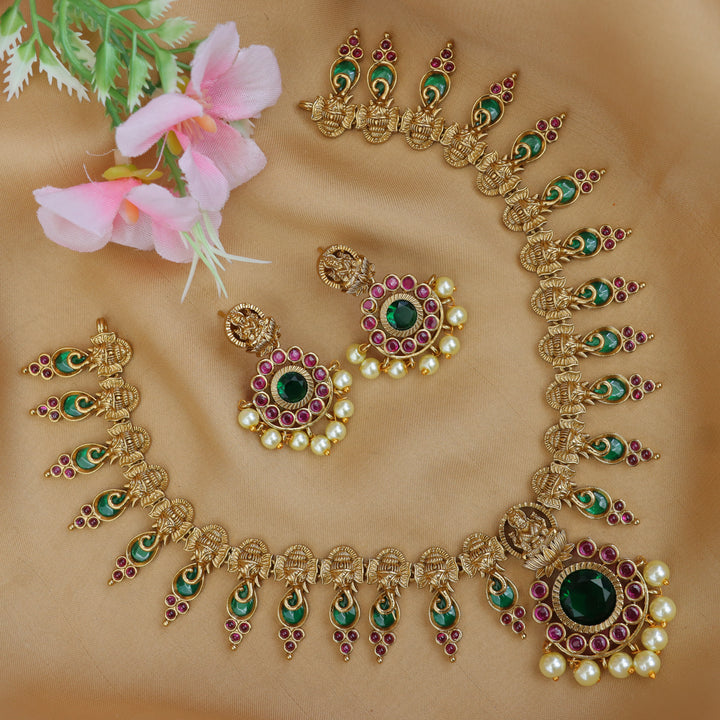 Exquisite Lakshmi Ganesha Kemp Necklace Festive Special