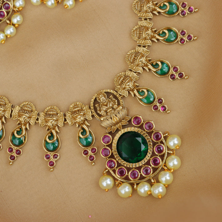 Exquisite Lakshmi Ganesha Kemp Necklace Festive Special