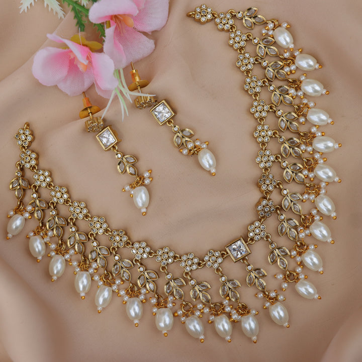 Elegant AD Necklace Set - Leaf Design | Style & Grace