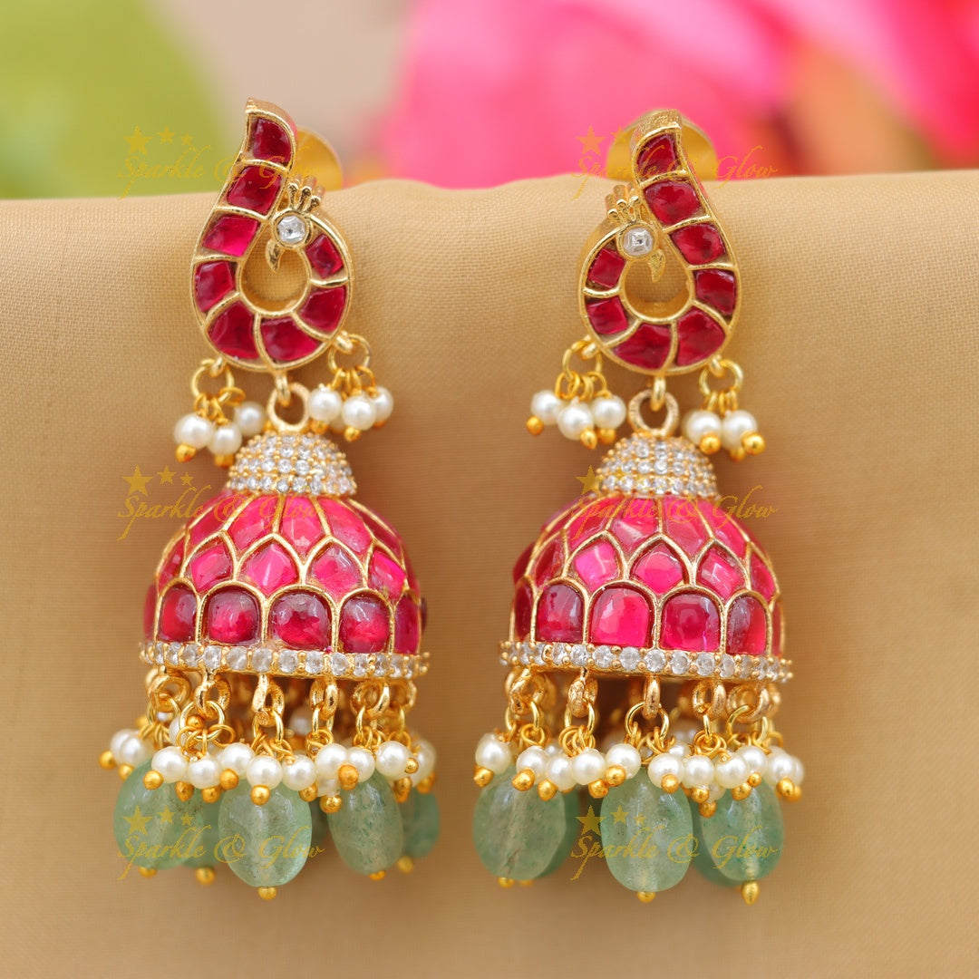 Exquisite Jadau Peacock Jhumkas for Wedding Elegance