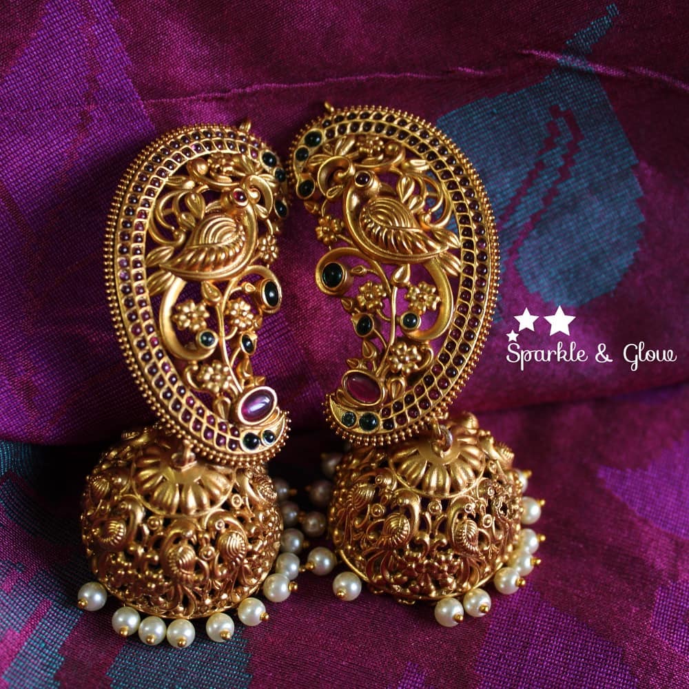 Peacock ear cuff bridal jhumukas