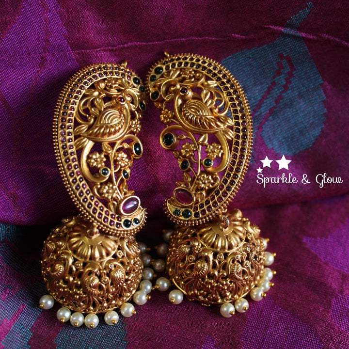 Peacock ear cuff bridal jhumukas