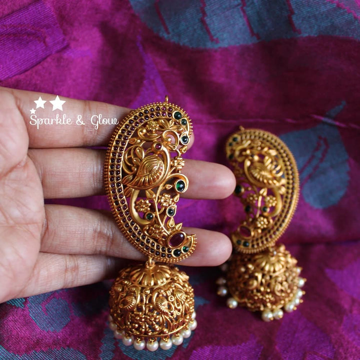 Peacock ear cuff bridal jhumukas