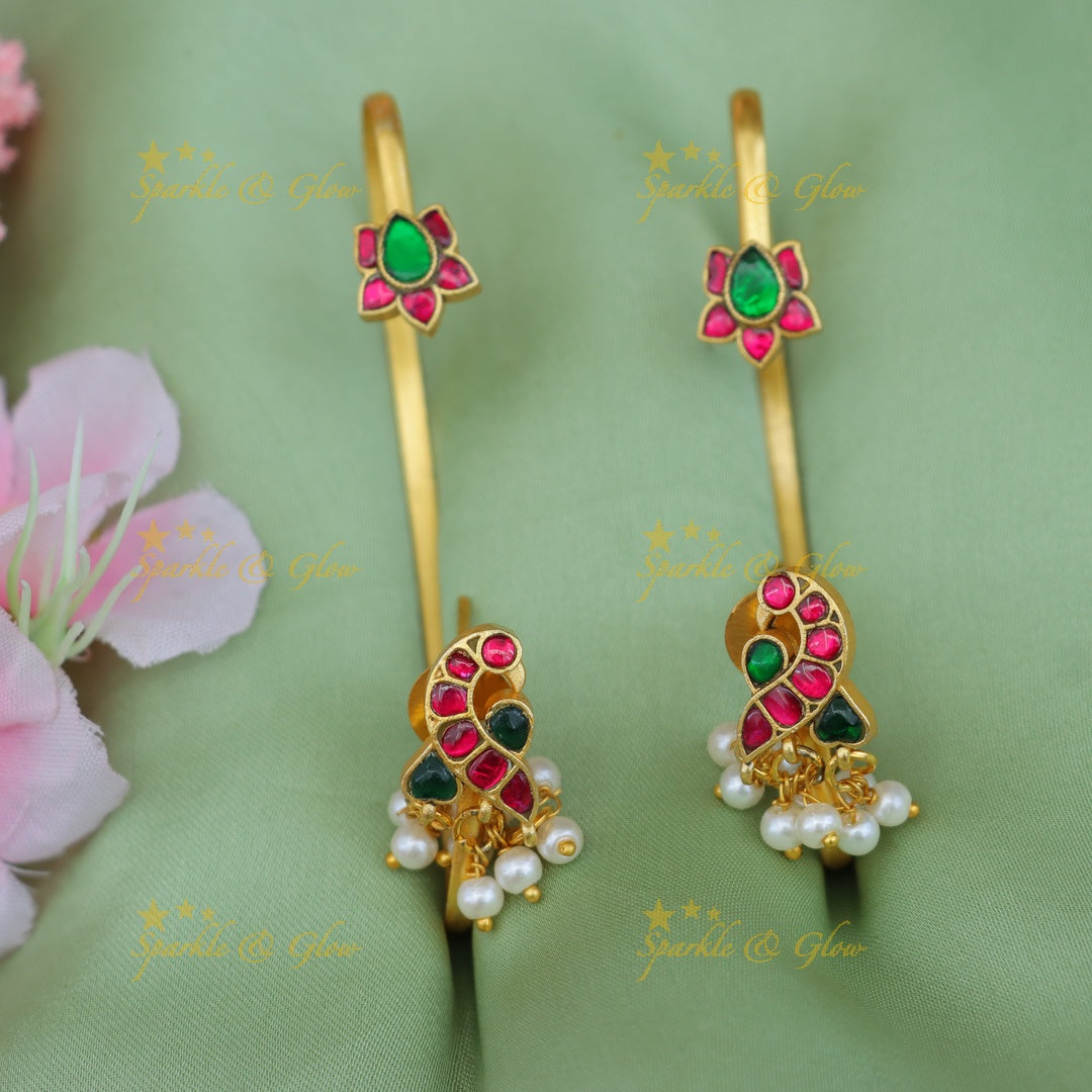 Elegant Jadau Floral Earcuff | Sparkle & Glow Jewels