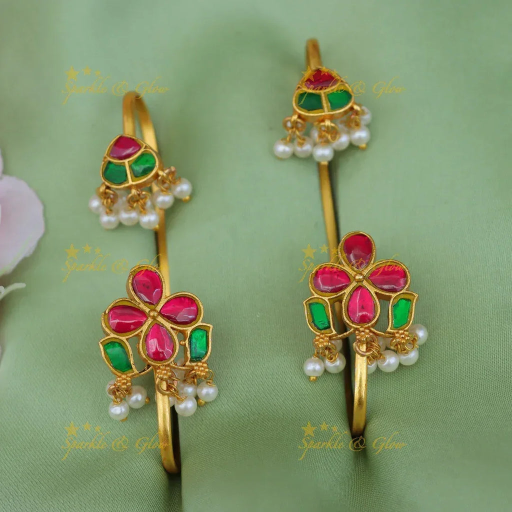 Exquisite Floral Jadau Earcuff for Wedding Elegance