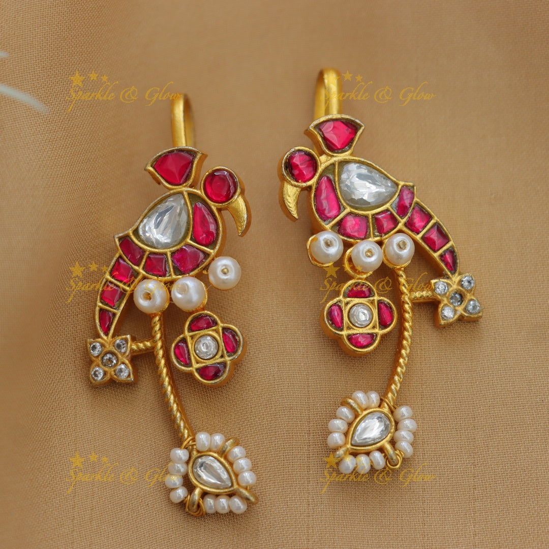 Exquisite Jadau Peacock Bugadi Earrings for Festive Elegance