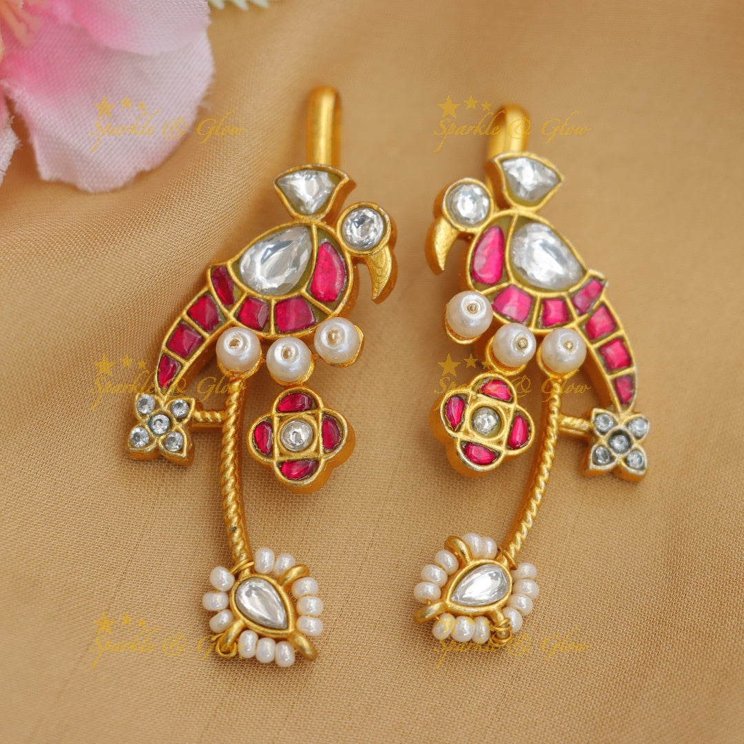Exquisite Jadau Peacock Bugadi Earrings for Festive Elegance
