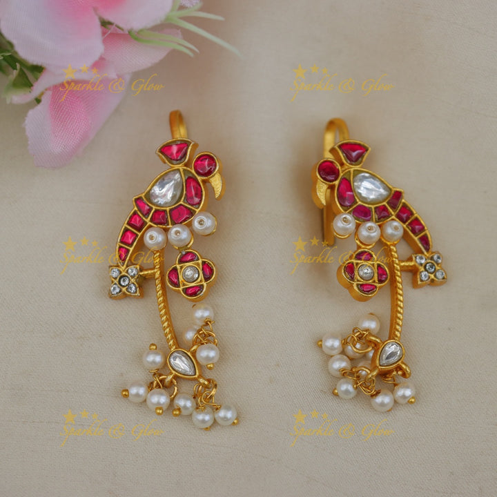 Exquisite Gold Bugadi Earrings - Peacock Design