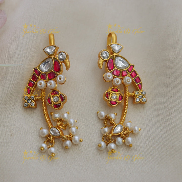 Exquisite Gold Bugadi Earrings - Peacock Design