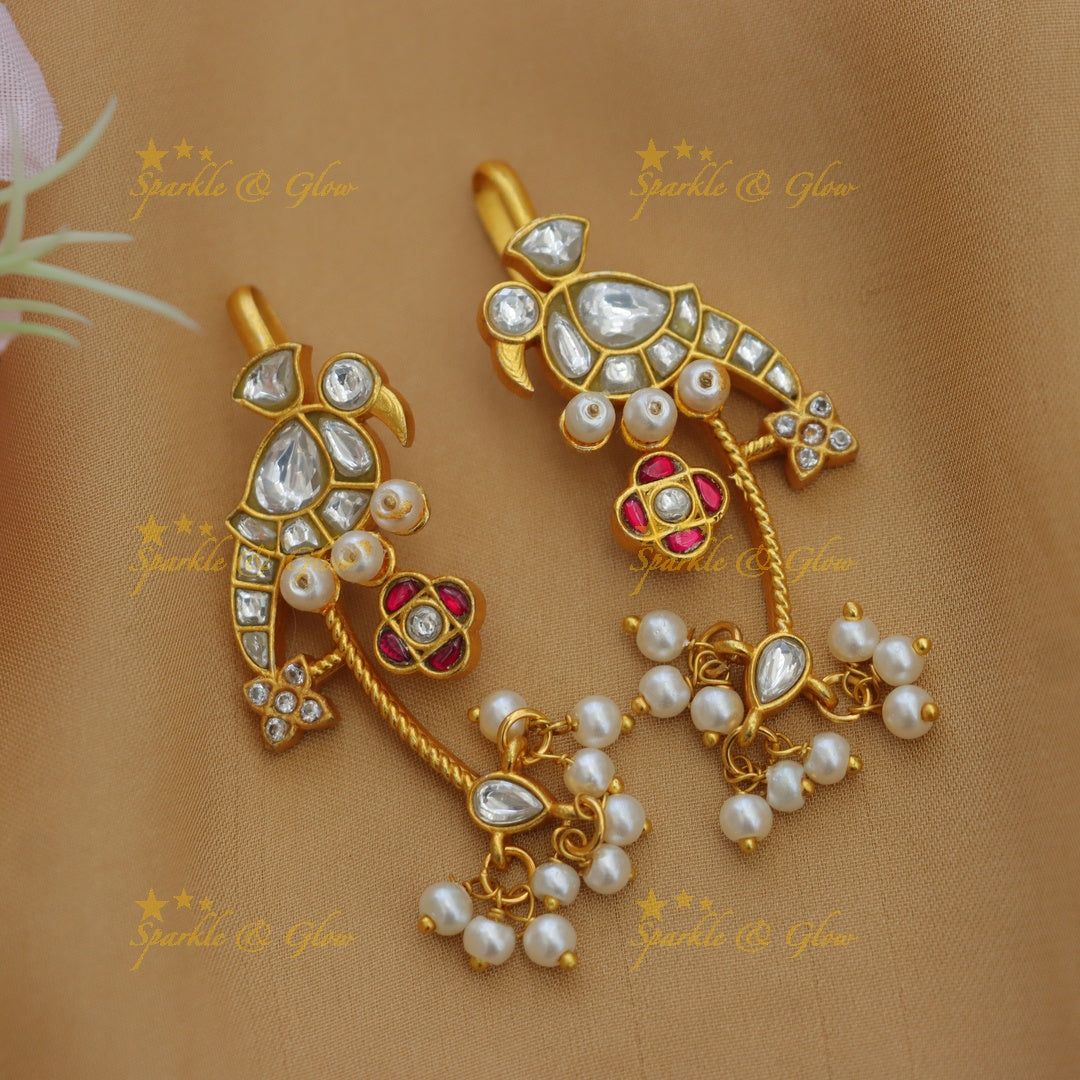 Exquisite Gold Bugadi Earrings - Peacock Design