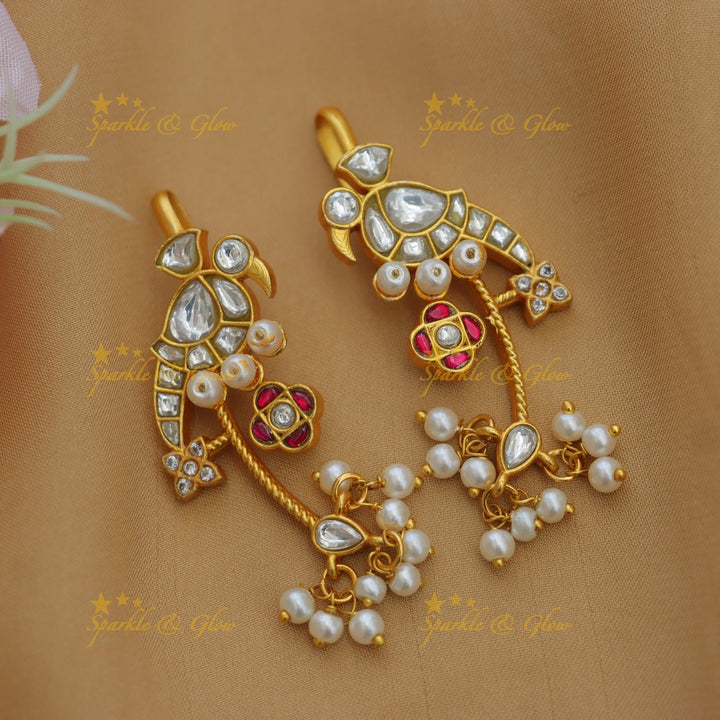 Exquisite Gold Bugadi Earrings - Peacock Design