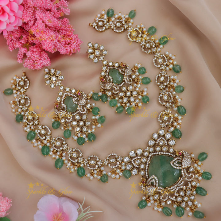 Victorian Floral Kundan Necklace Set - Timeless Elegance