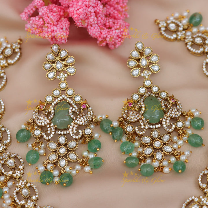 Victorian Floral Kundan Necklace Set - Timeless Elegance