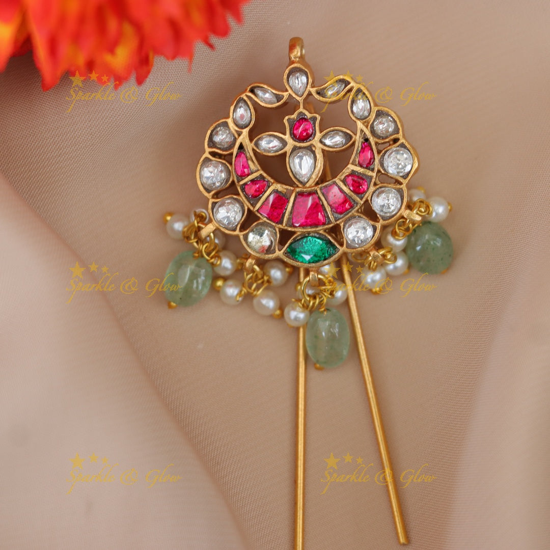 Exquisite Jadau Bridal Hairpin - Perfect for Weddings