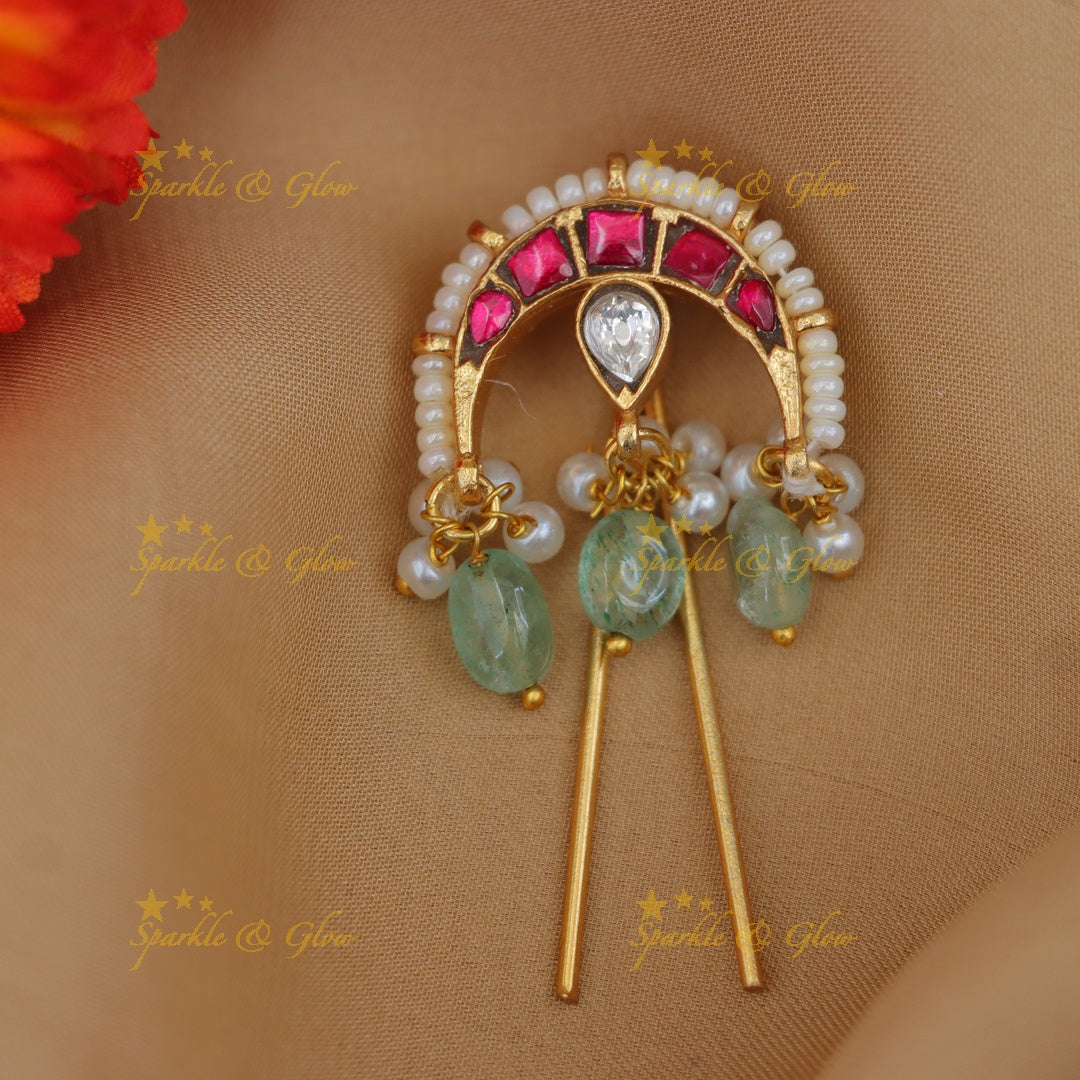 Exquisite Jadau Gold Hair Pin for Bridal Elegance