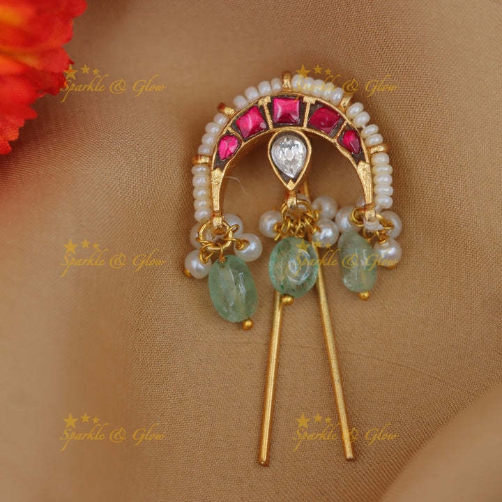 Exquisite Jadau Gold Hair Pin for Bridal Elegance