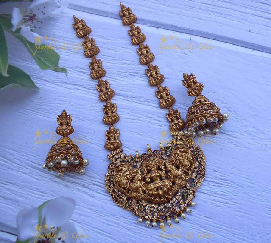 Elegant lakshmi premium matte necklace - Sparkle and Glow