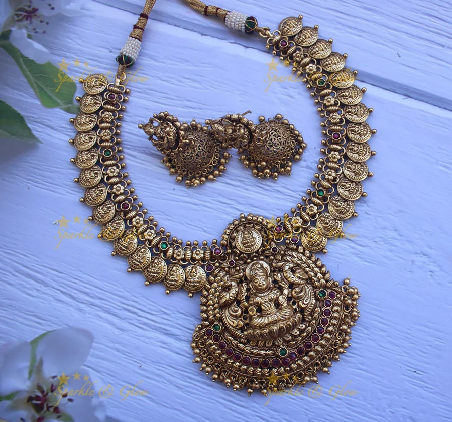 Gold alike Lakshmi coin necklace - Gold - Sparkle and Glow