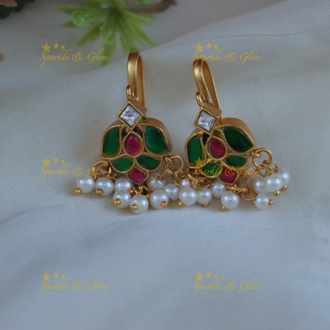 Exquisite Lotus Kundan Earrings for Festive Elegance