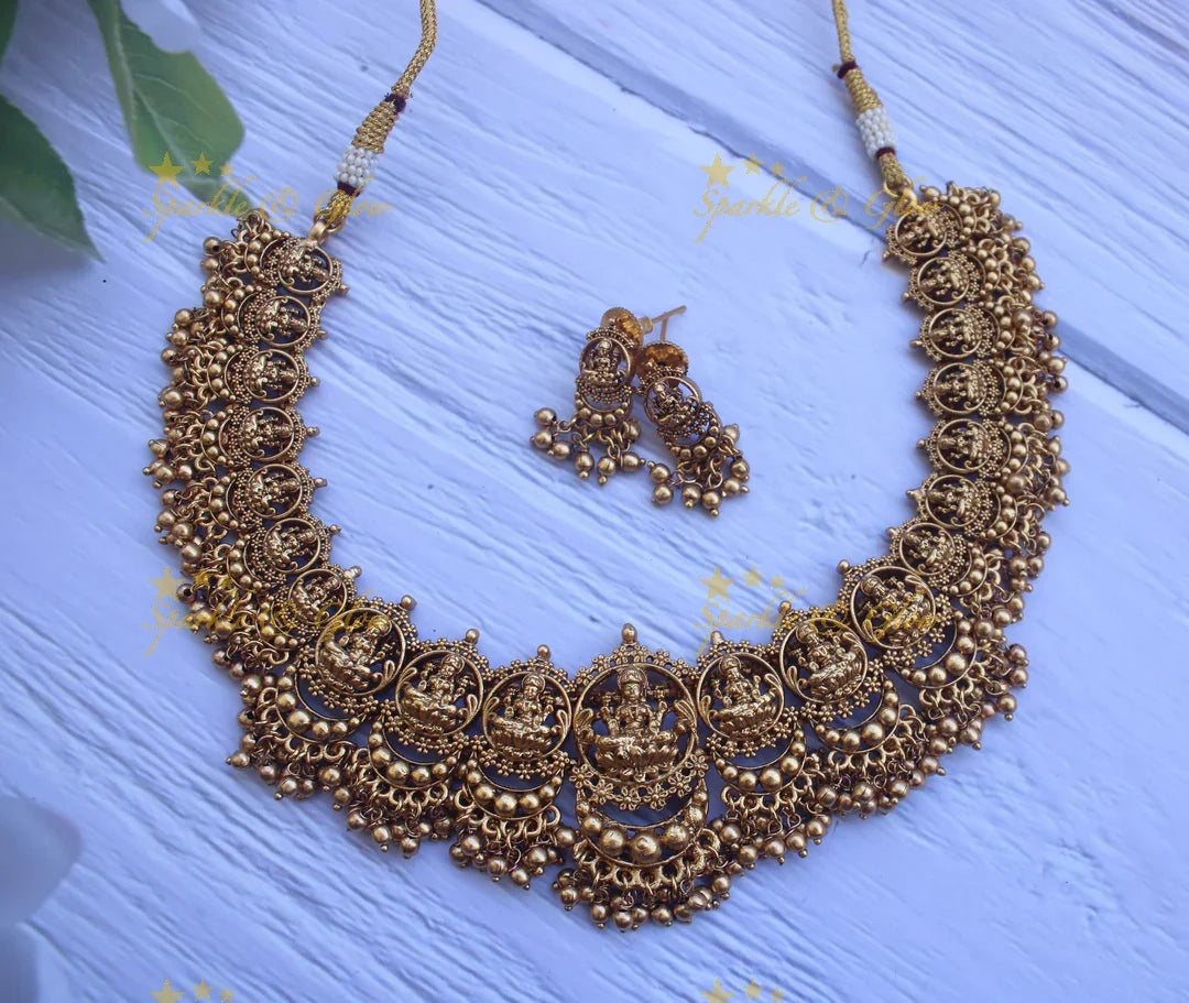 Gold alike full gold Lakshmi necklace - Sparkle and Glow