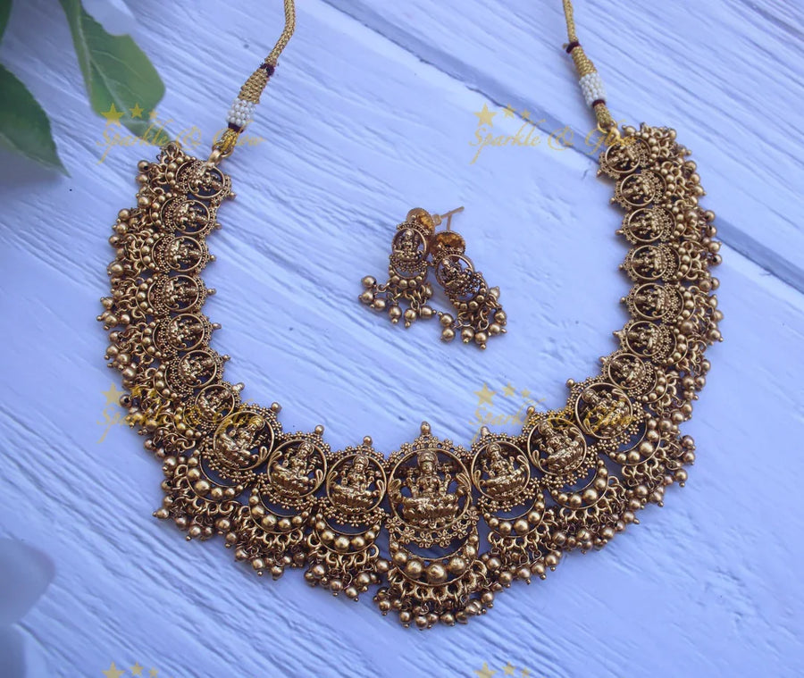 Gold alike full gold Lakshmi necklace - Sparkle and Glow