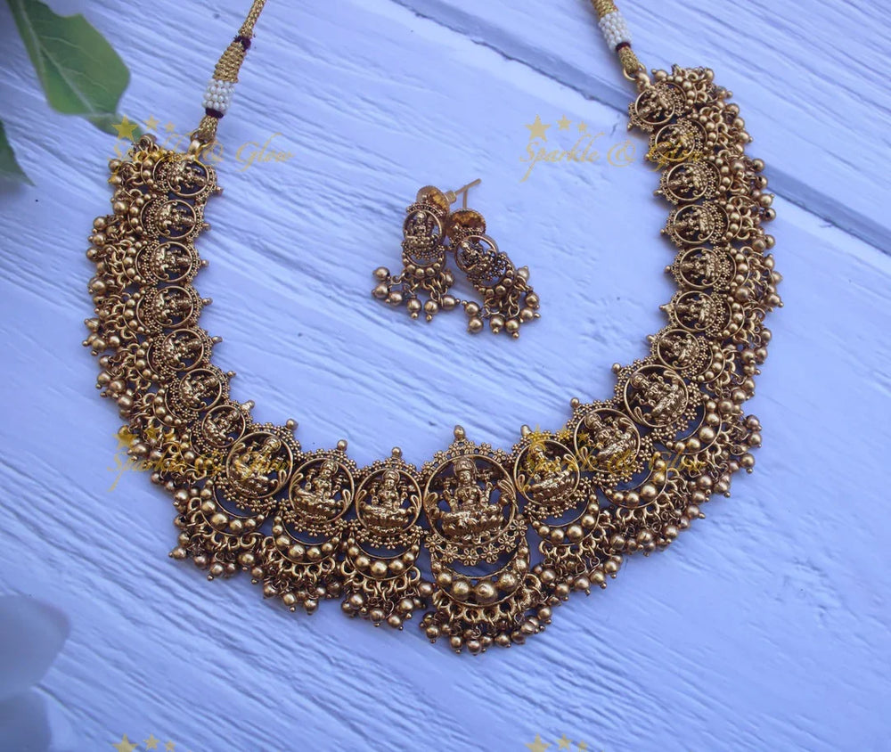 Gold alike full gold Lakshmi necklace - Sparkle and Glow