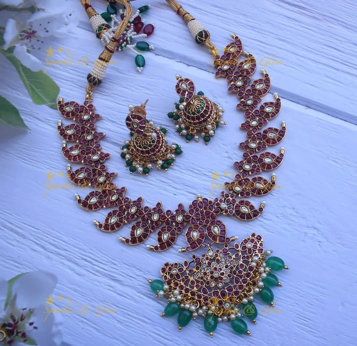 Gold alike real kemp mango necklace - Green Gold Beads - Sparkle and Glow