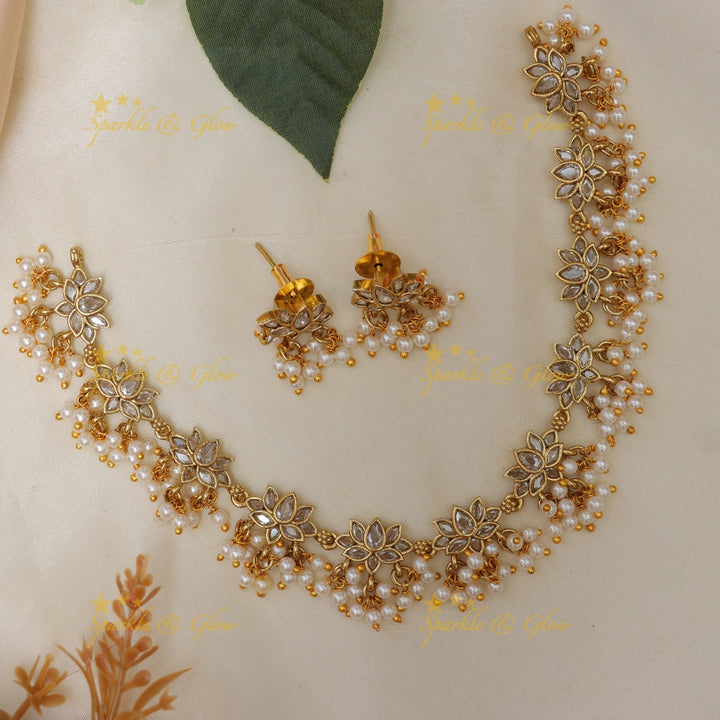 Elegant Lotus Floral Guttapusalu Necklace - Premium Style