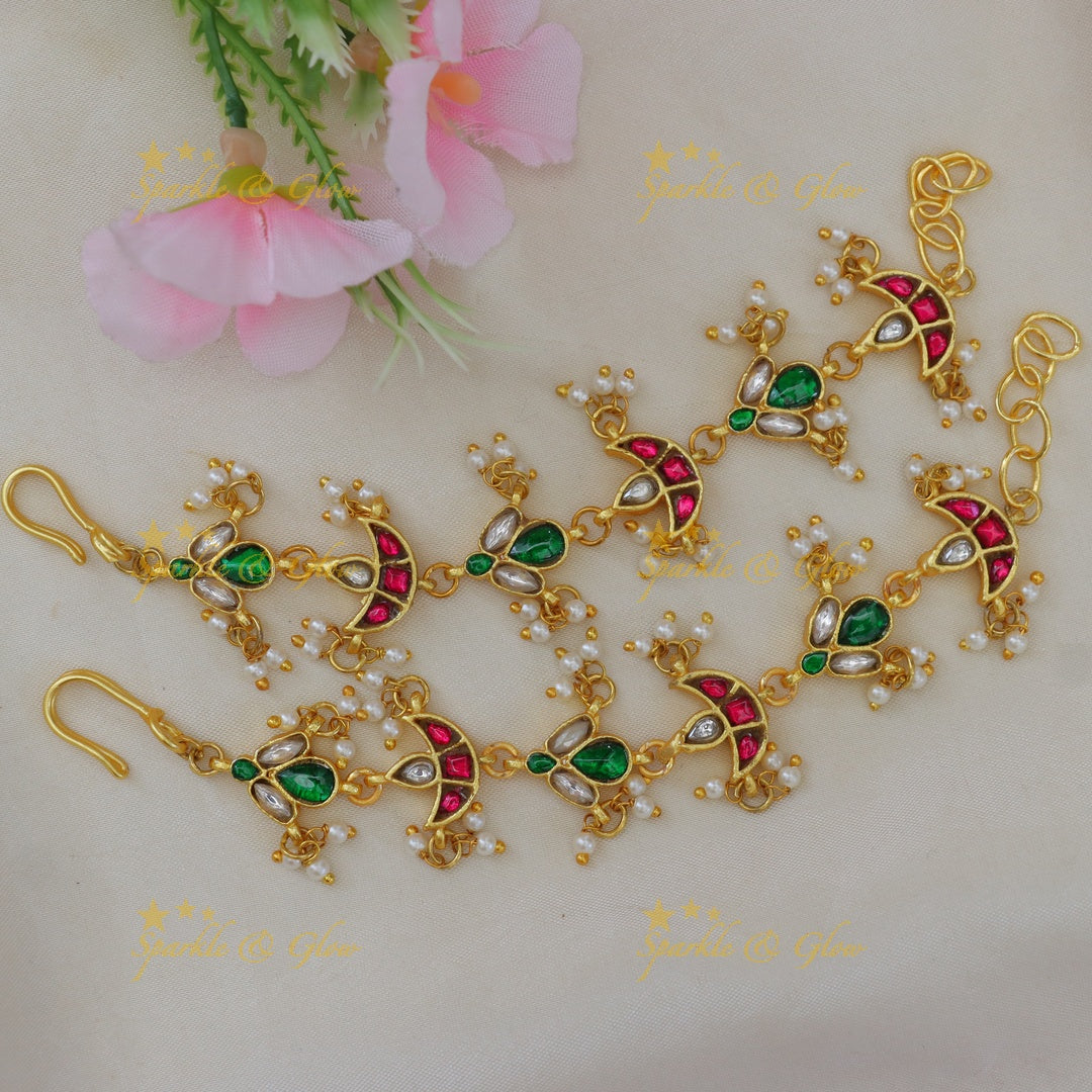 Exquisite Jadau Kundan Ear Chain for Festive Elegance