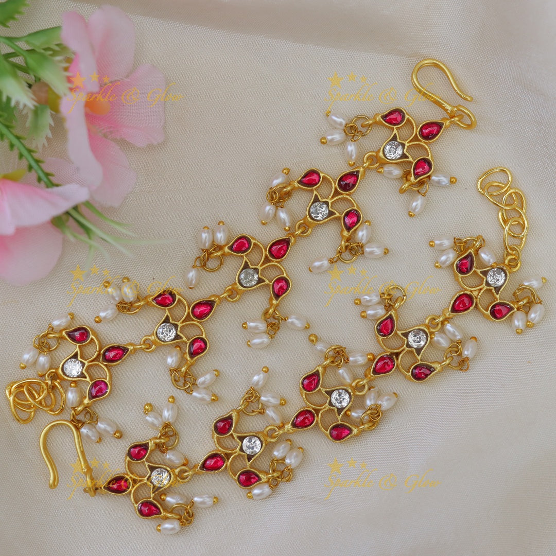 Exquisite Jadau Kundan Ear Chains - Celebrate Elegance